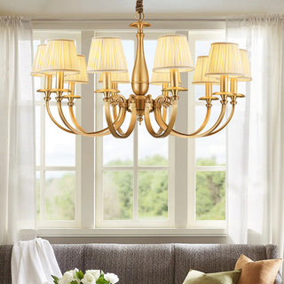 Pleated Brass Chandelier