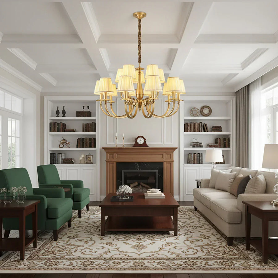 Pleated Brass Chandelier