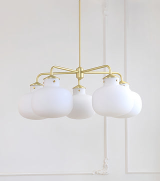 vRaito Glass Globe Chandelier. Raito Globe Chandelier. Chandelier | White/Brass. Chandelier Raito Glass opal glass bulbs. Raito Glass Globe Table Lamp. Raito Glass Globe Pendant Chandelier.