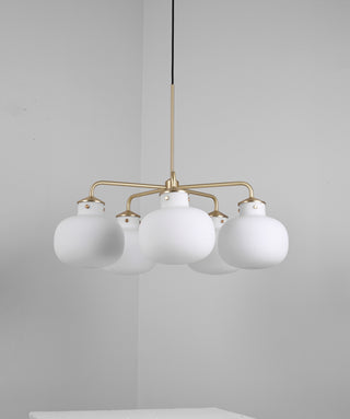 Raito Glass Globe Chandelier. Raito Globe Chandelier. Chandelier | White/Brass. Chandelier Raito Glass opal glass bulbs. Raito Glass Globe Table Lamp. Raito Glass Globe Pendant Chandelier.