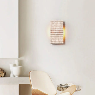 Rectangle Grille Travertine Wall Lamp