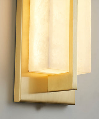 Rectangular Alabaster Modern Brass Wall Sconce