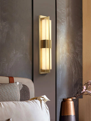 Rectangular Alabaster Modern Brass Wall Sconce