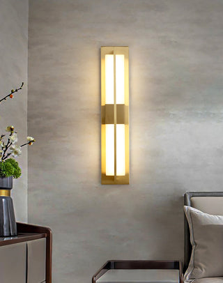 Rectangular Alabaster Modern Brass Wall Sconce