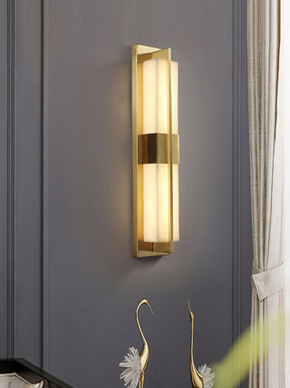 Rectangular Alabaster Modern Brass Wall Sconce