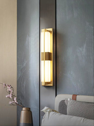 Rectangular Alabaster Modern Brass Wall Sconce