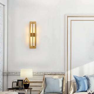 Rectangular Alabaster Modern Brass Wall Sconce