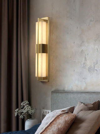 Rectangular Alabaster Modern Brass Wall Sconce