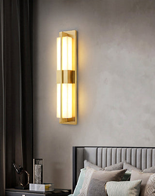 Rectangular Alabaster Modern Brass Wall Sconce