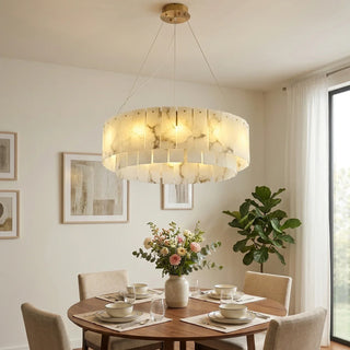 Rectangular-Alabaster-Round-Chandelier-Vidirlighting - Vidirlighting