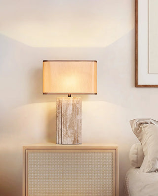 Rectangular Arco Travertine Table Lamp