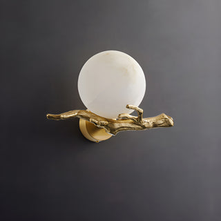 Retro Brass Twigs Alabaster Wall Lamp