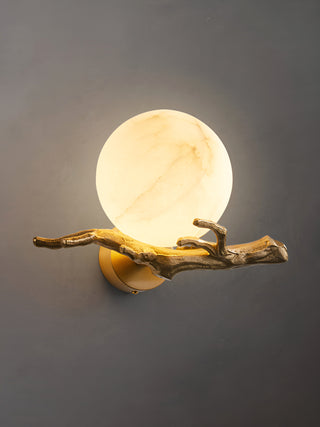 Retro Brass Twigs Alabaster Wall Lamp