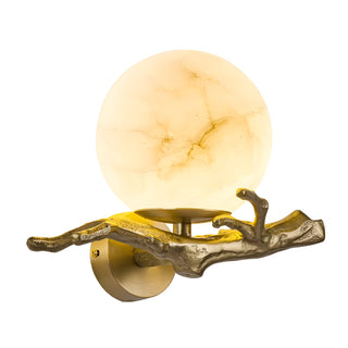 Retro Brass Twigs Alabaster Wall Lamp