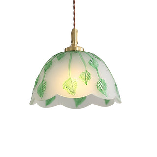 Retro Round Leaf Glass Pendant Lamp