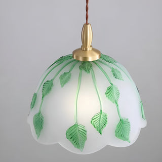 Retro Round Leaf Glass Pendant Lamp