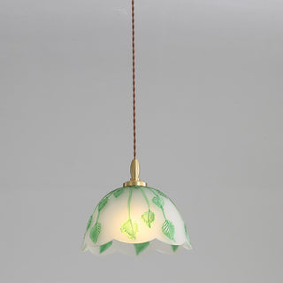 Retro Round Leaf Glass Pendant Lamp