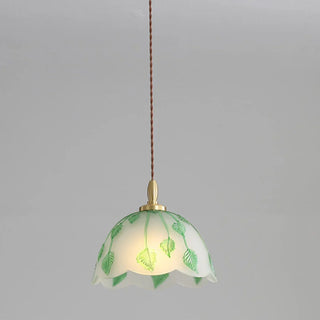 Retro Round Leaf Glass Pendant Lamp