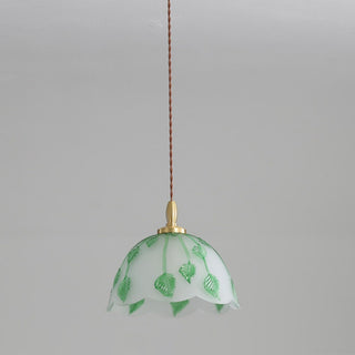 Retro Round Leaf Glass Pendant Lamp