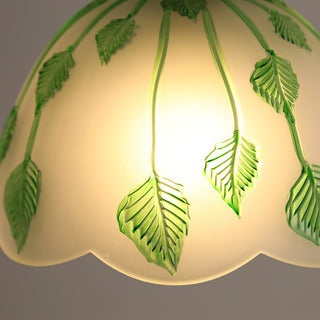 Retro Round Leaf Glass Pendant Lamp