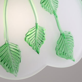 Retro Round Leaf Glass Pendant Lamp