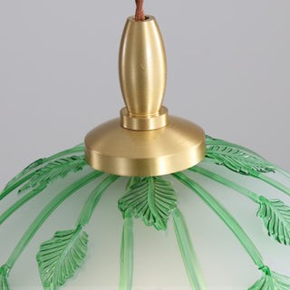 Retro Round Leaf Glass Pendant Lamp