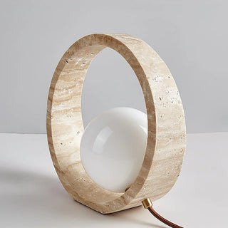 Ring Travertine Q Circle Table Lamp