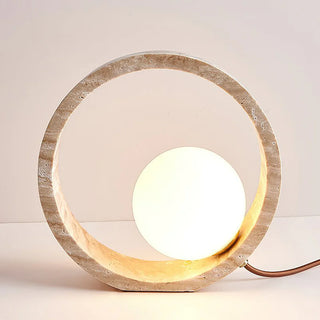 Ring Travertine Q Circle Table Lamp