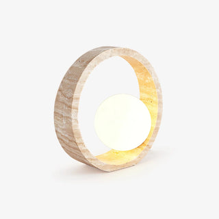 Ring Travertine Q Circle Table Lamp