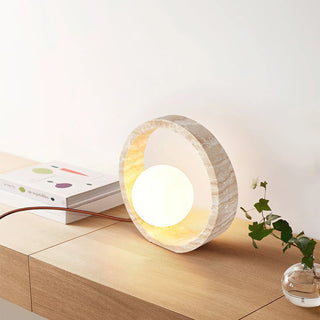 Ring Travertine Q Circle Table Lamp