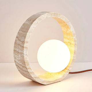 Ring Travertine Q Circle Table Lamp