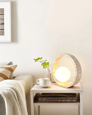 Ring Travertine Q Circle Table Lamp