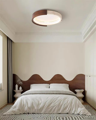 Round Cerqon Halo Travertine Ceiling Lamp
