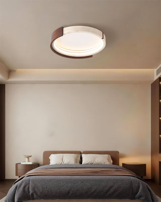 Round Cerqon Halo Travertine Ceiling Lamp
