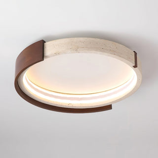 Round Cerqon Halo Travertine Ceiling Lamp