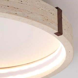 Round Cerqon Halo Travertine Ceiling Lamp