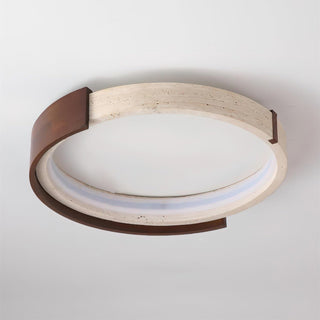 Round Cerqon Halo Travertine Ceiling Lamp