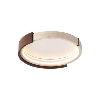 Round Cerqon Halo Travertine Ceiling Lamp