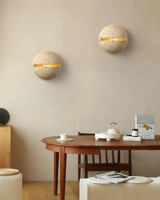 Round Crackle Travertine Wall Lamp