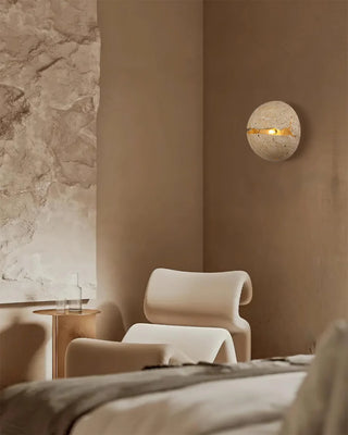 Round Crackle Travertine Wall Lamp