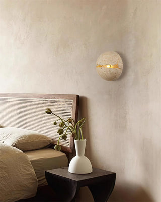 Round Crackle Travertine Wall Lamp