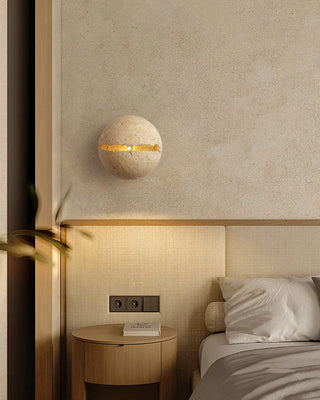 Round Crackle Travertine Wall Lamp