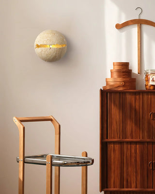 Round Crackle Travertine Wall Lamp