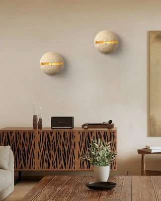 Round Crackle Travertine Wall Lamp