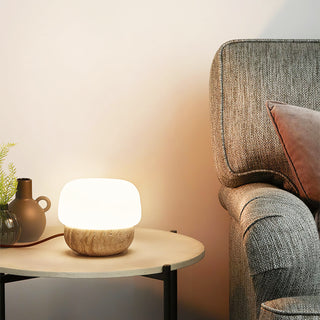 Round Doudou Travertine Table Lamp