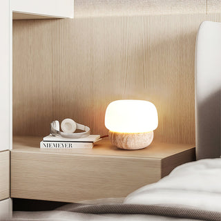 Round Doudou Travertine Table Lamp