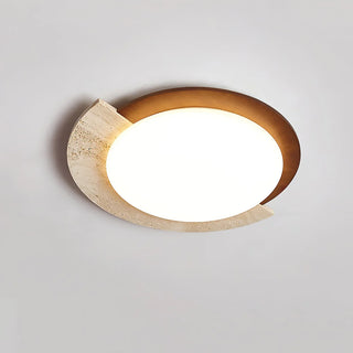 Round Eclipse Halo Travertine Ceiling Lamp