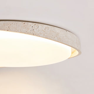 Round Lumen Arc Travertine Ceiling Light