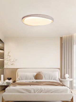 Round Lumen Arc Travertine Ceiling Light