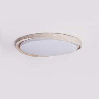 Round Lumen Arc Travertine Ceiling Light